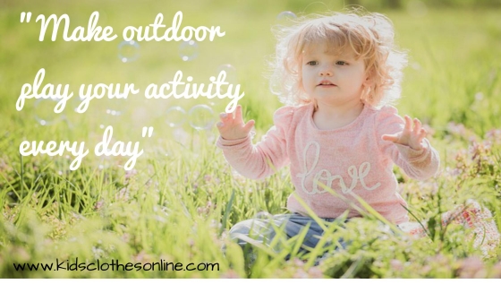 child in a meadow with the title make outdoor play your activity every day